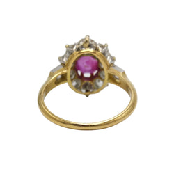 Bague Marguerite en or jaune, platine, rubis et diamants