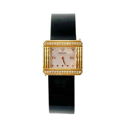 Montre POIRAY "Ma Première 16/9" en or jaune, nacre, diamants et cuir