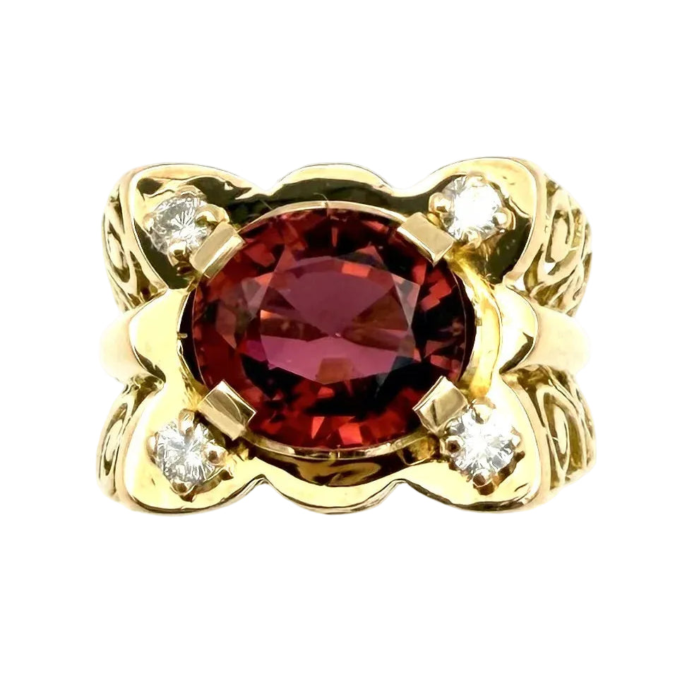 Bague Tank en or rose, tourmaline et diamants