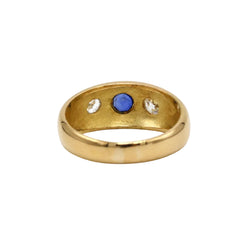 Bague Jonc en or jaune, saphir et diamants