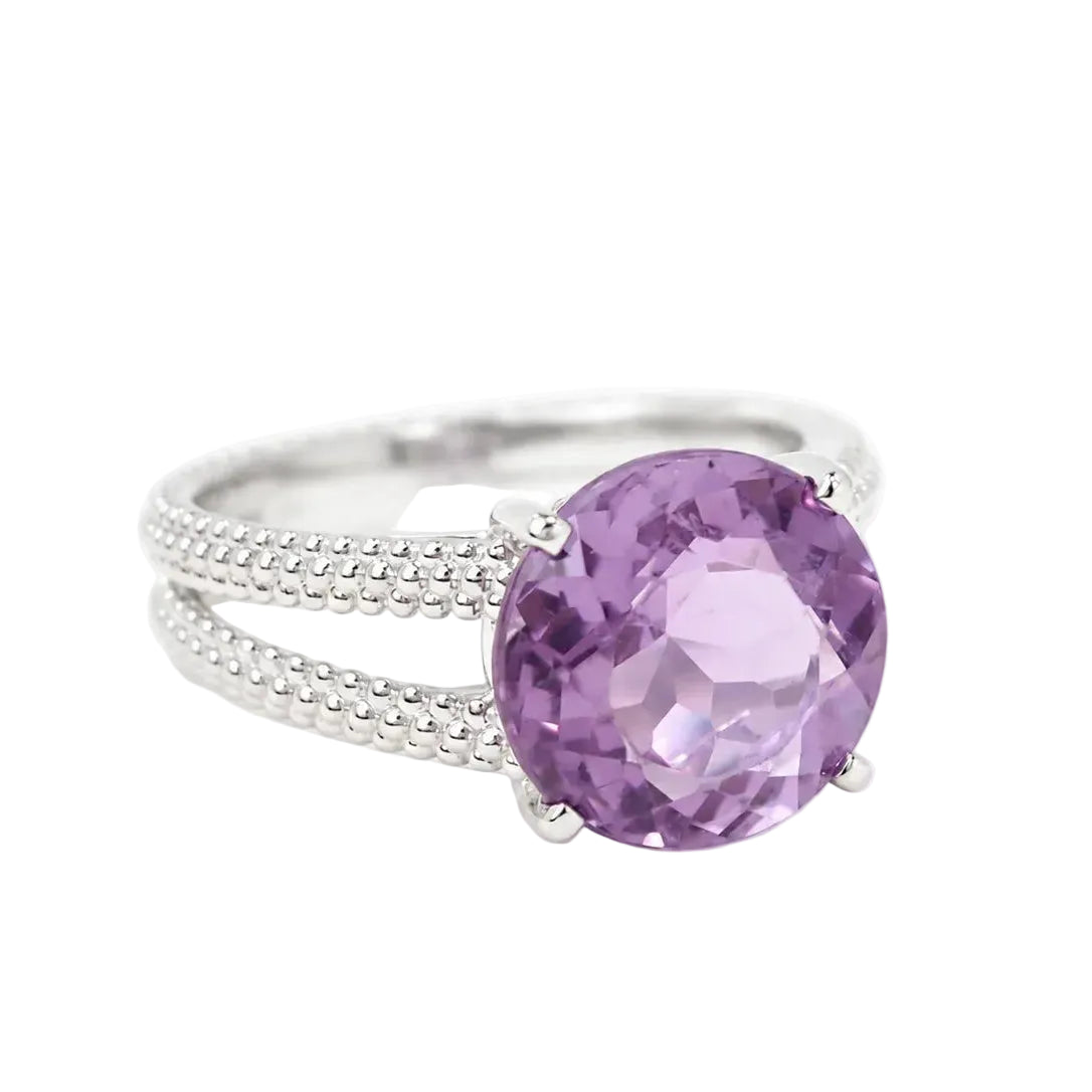 Bague Solitaire MAUBOUSSIN "Chanson d'amour" en or blanc, améthyste et diamants