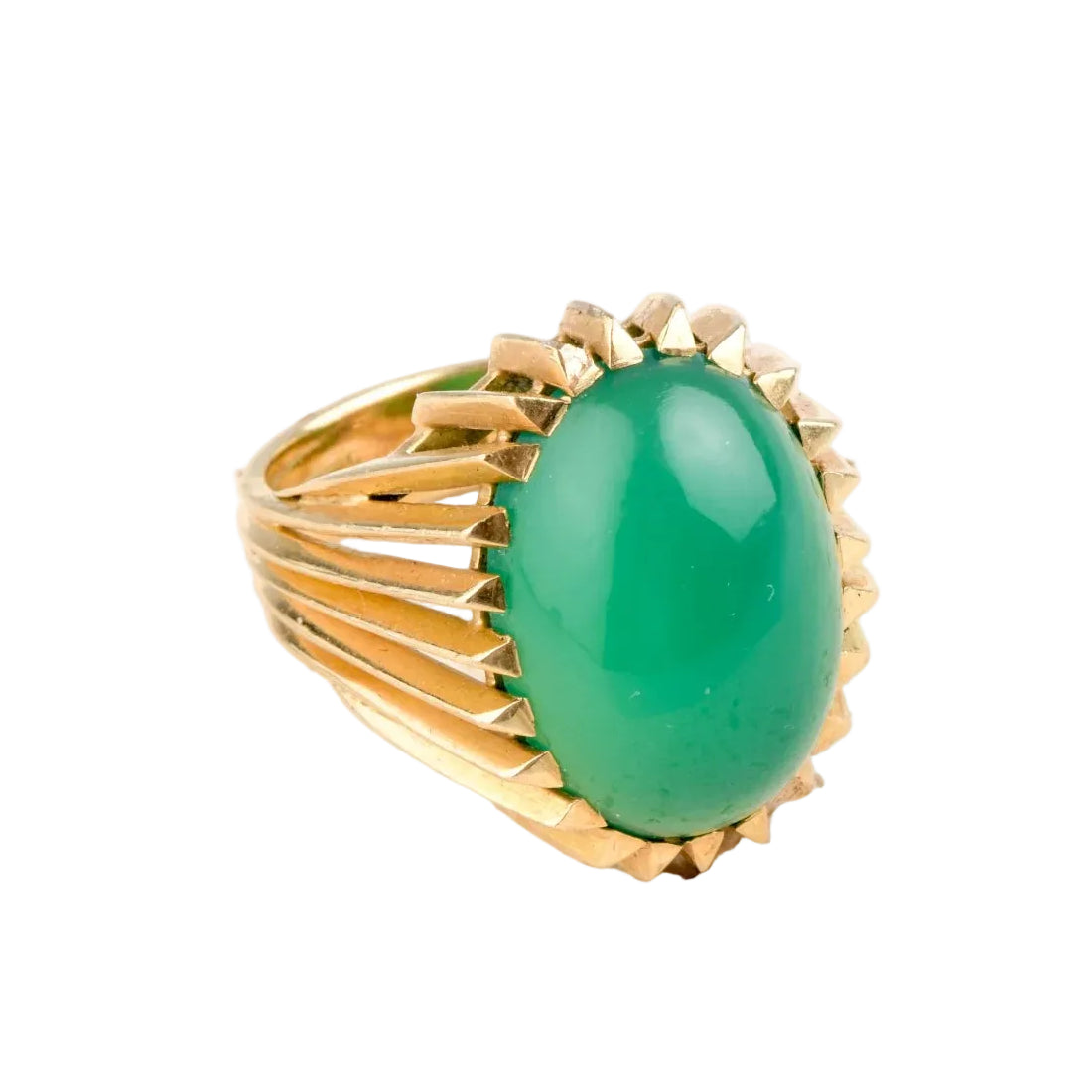 Bague Cocktail en or jaune et chrysoprase