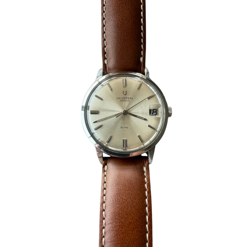 Montre UNIVERSAL GENEVE en acier et cuir