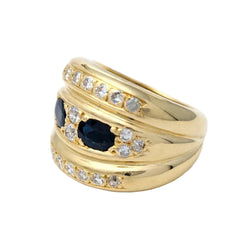 Bague Bandeau en or jaune, saphirs et diamants