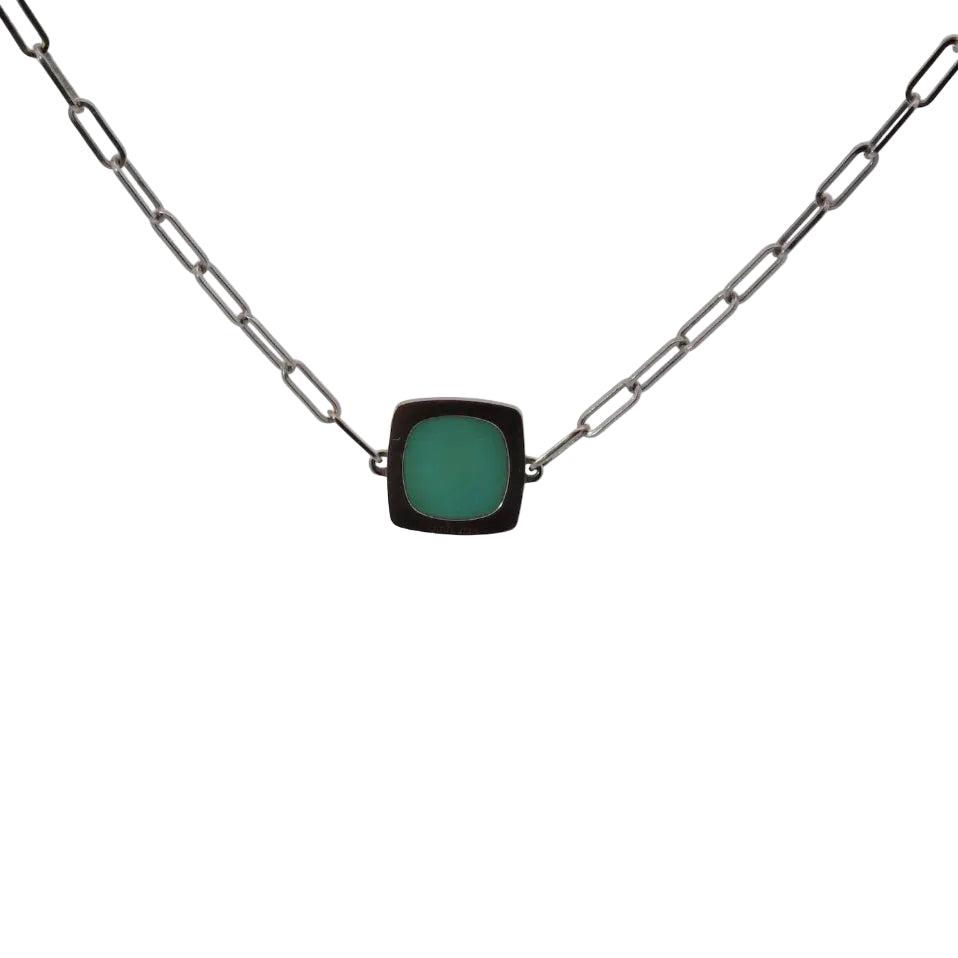 Collier Pendentif DINH VAN Impressions en or blanc et turquoise