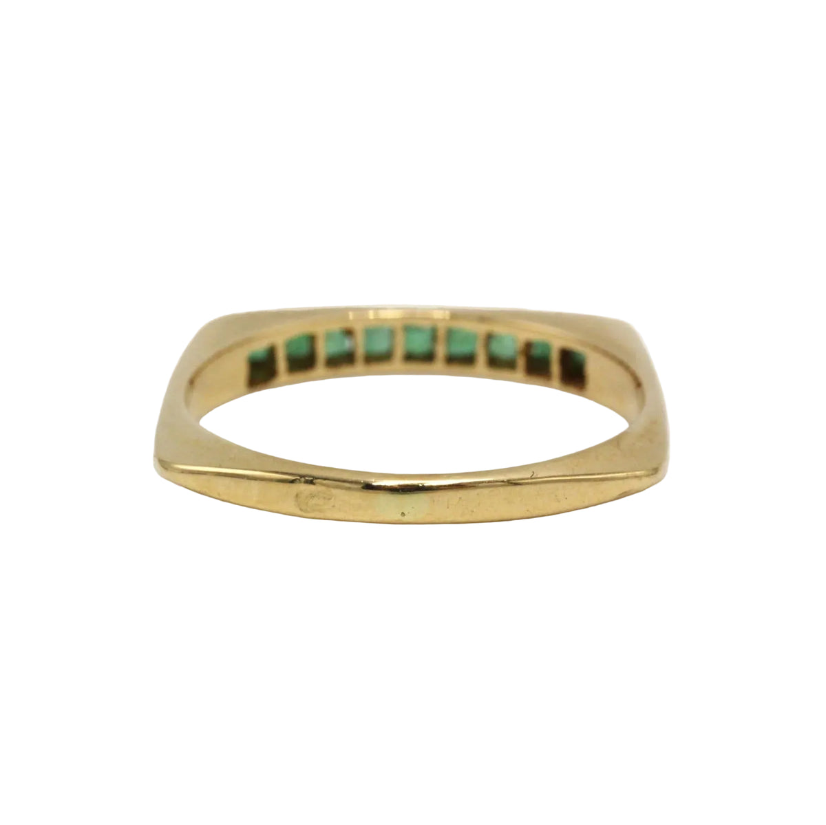 Bague Alliance en or jaune et émeraudes