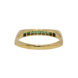 Bague Alliance en or jaune et émeraudes