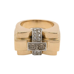 Bague Tank en or blanc, or jaune et diamants