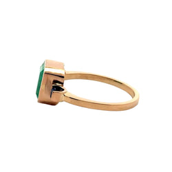 Bague Trilogie en or jaune, émeraude et saphirs