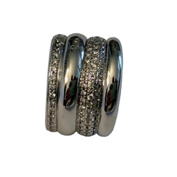 Bague Bandeau POMELLATO "Tubolare" en or blanc et diamants