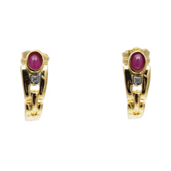 Boucles d'oreilles Puces en or jaune, rubis et diamants