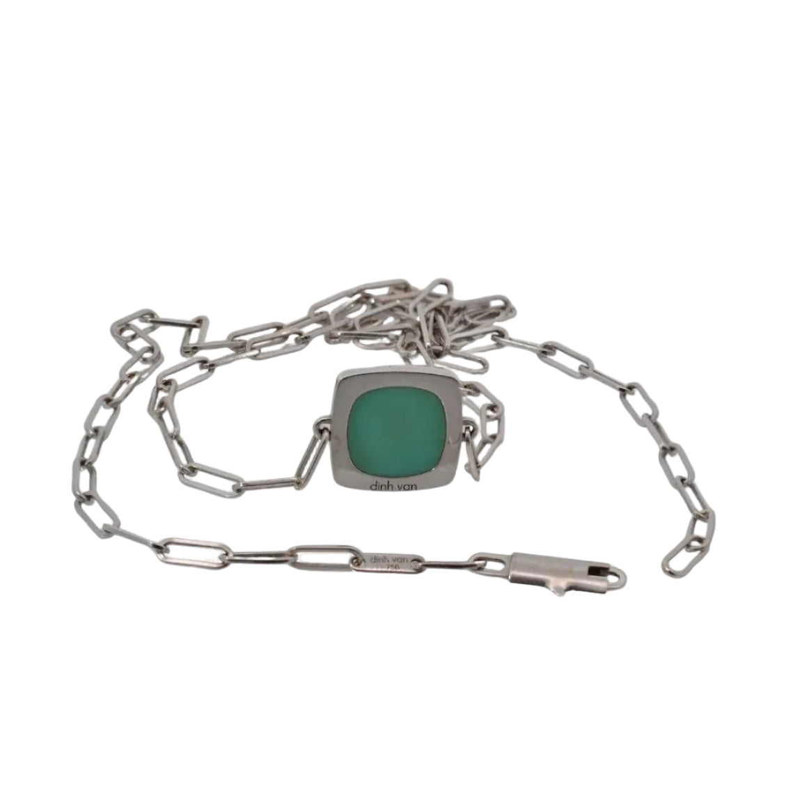 Collier Pendentif DINH VAN Impressions en or blanc et turquoise