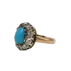 Bague Pompadour en or rose, turquoise et diamants