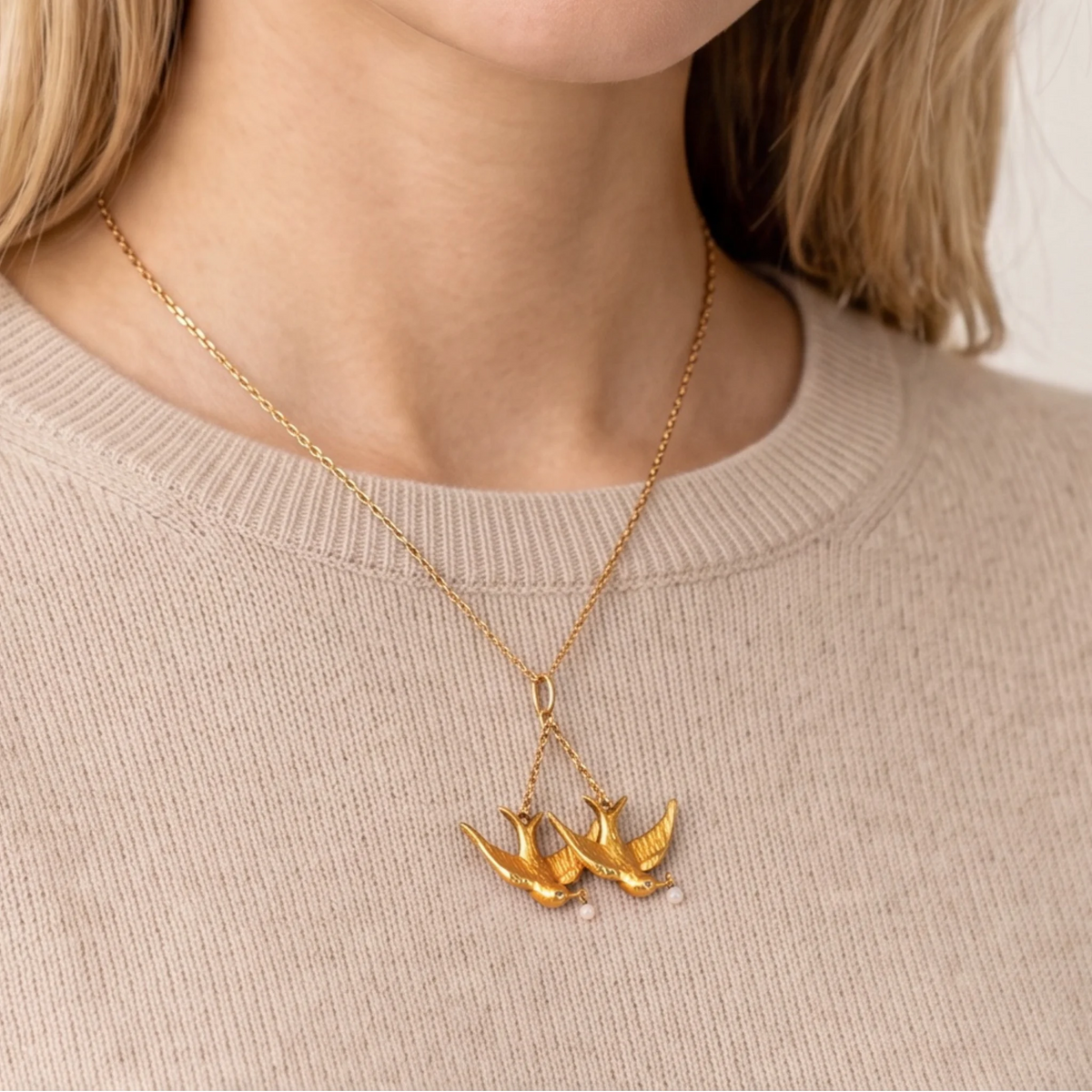 Collier Pendentif en or jaune et perles