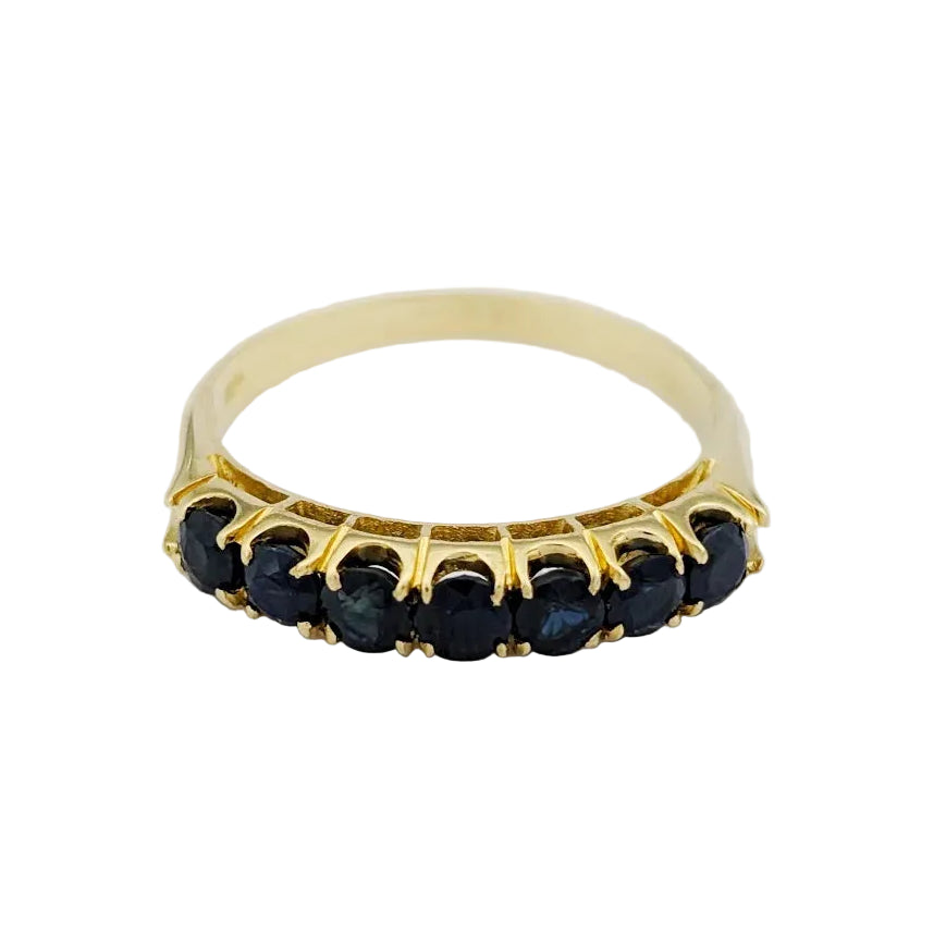 Bague Alliance en or jaune et saphirs