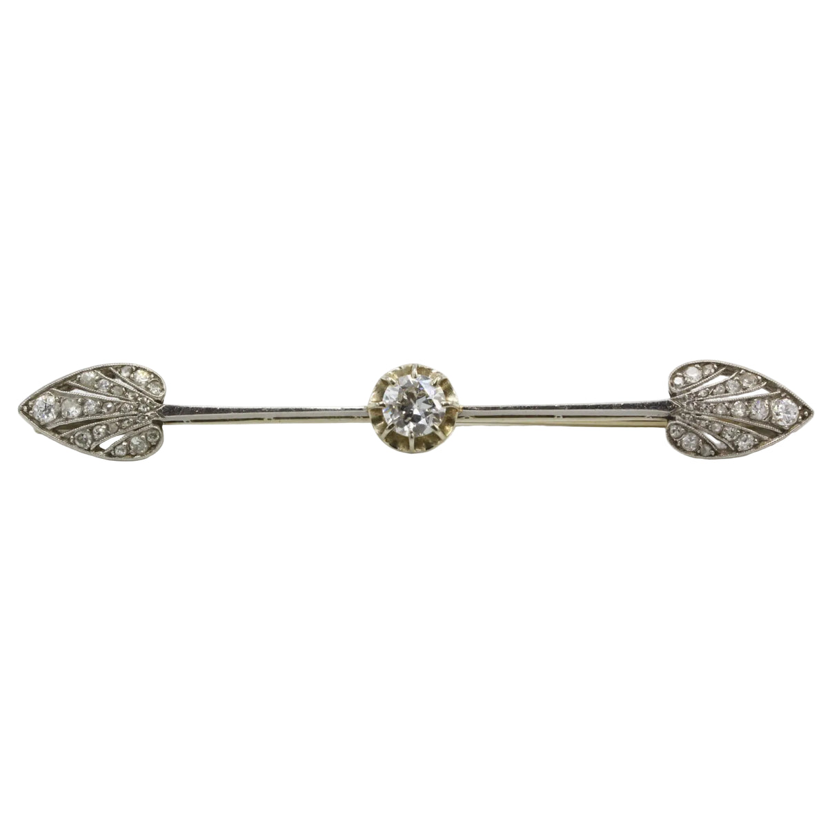 Broche Barrette en or jaune, platine et diamants