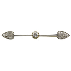 Broche Barrette en or jaune, platine et diamants