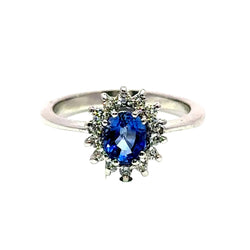 Bague Entourage en or blanc, saphir et diamants