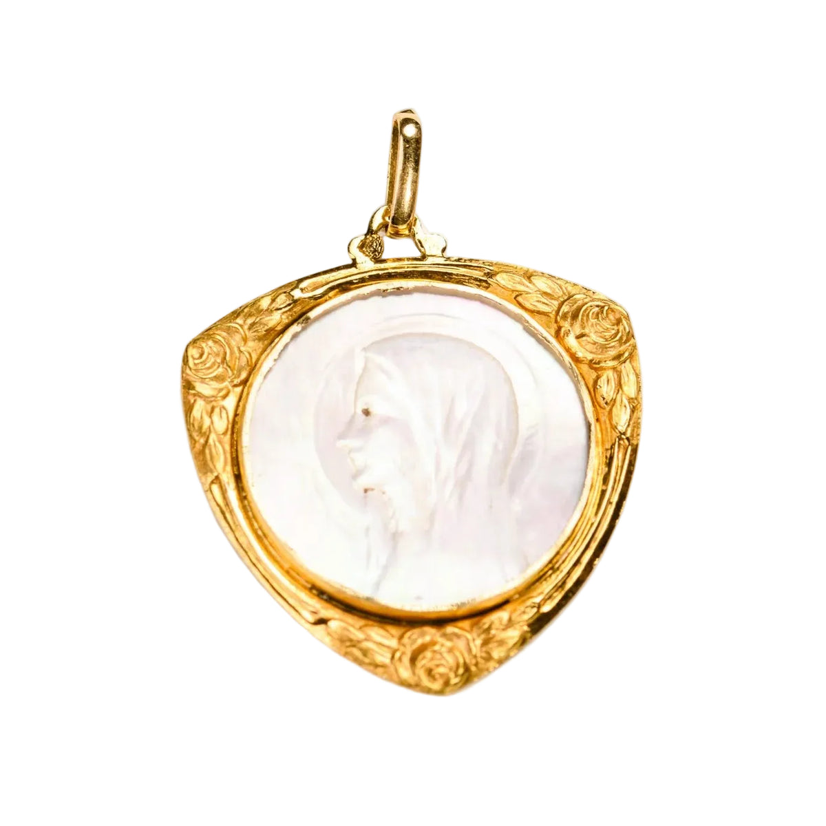 Médaille en or jaune et nacre