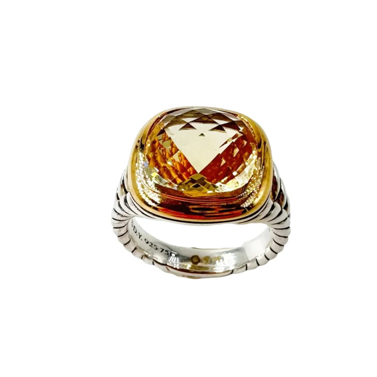 Bague DAVID YURMAN "Albion" en or jaune, argent et citrine