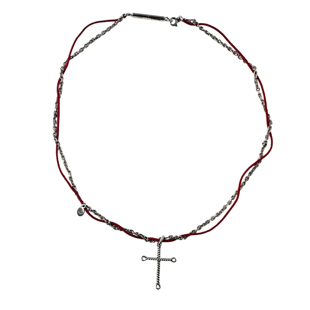 Collier Pendentif DIOR Croix en argent et cordon