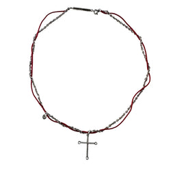 Collier Pendentif DIOR Croix en argent et cordon