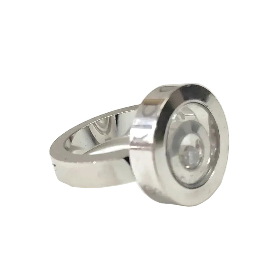 Bague Solitaire CHOPARD "Happy Spirit" en or blanc et diamant