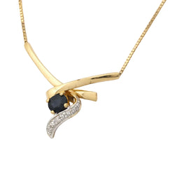 Collier Pendentif en or jaune, saphir et diamants