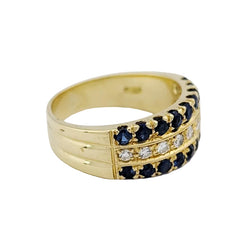 Bague Bandeau en or jaune, saphirs et diamants