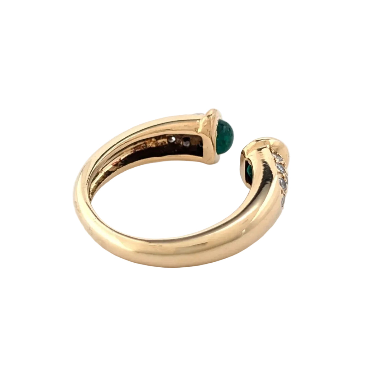 Bague Jonc en or jaune, émeraudes et diamants