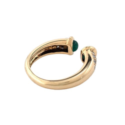 Bague Jonc en or jaune, émeraudes et diamants