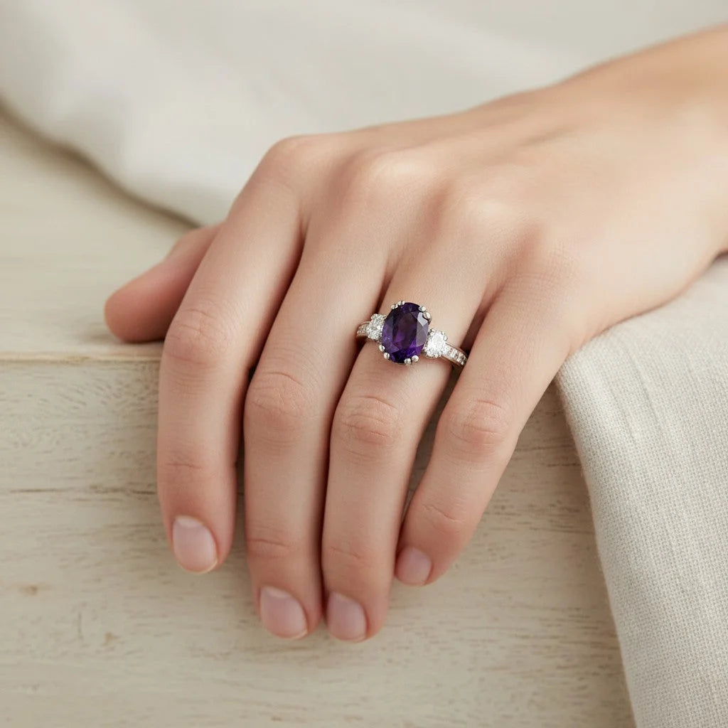 Bague Trilogie en or blanc, saphir et diamants