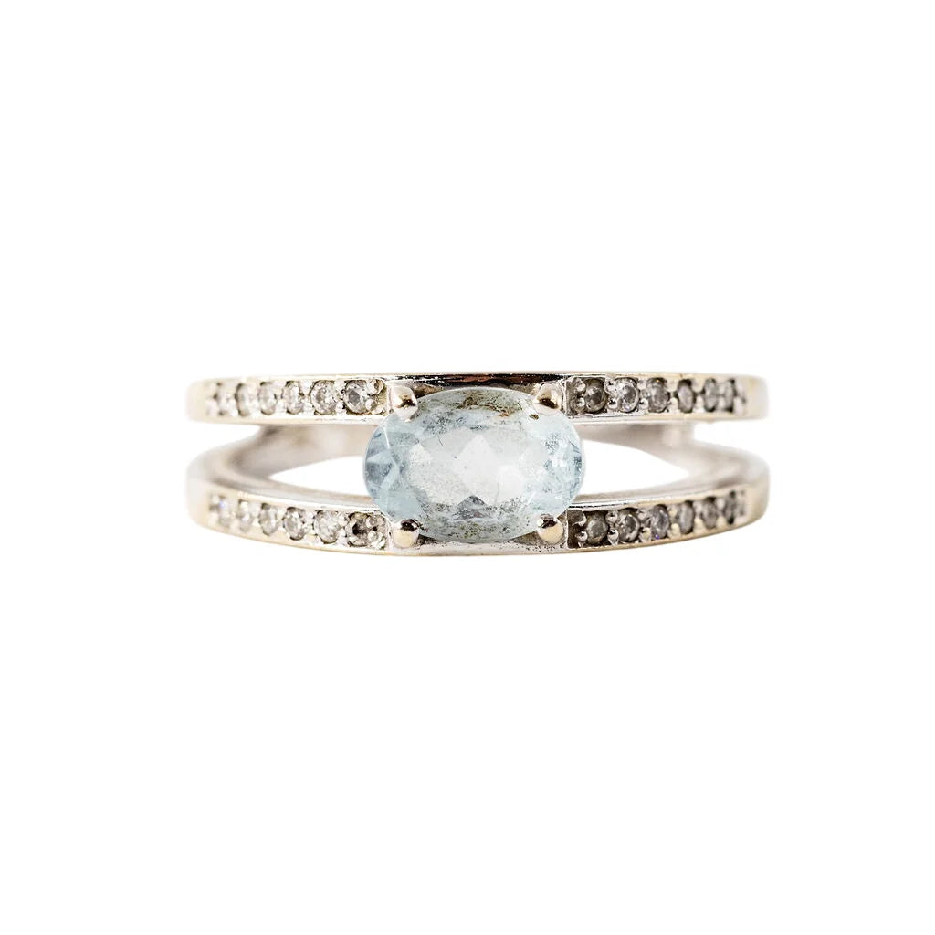 Bague GEMMYO "Cassandra" en or blanc, aigue-marine et diamants