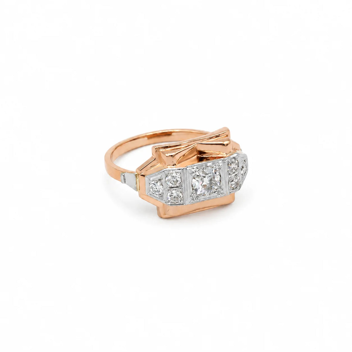 Bague Tank en or rose et diamants