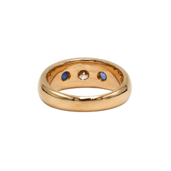 Bague Jonc en or jaune, saphirs et diamant