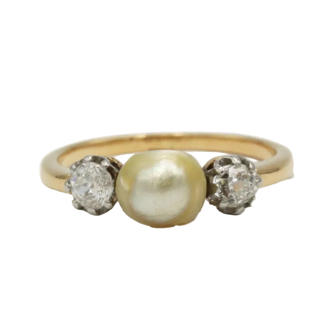 Bague Trilogie en or jaune, perle et diamants