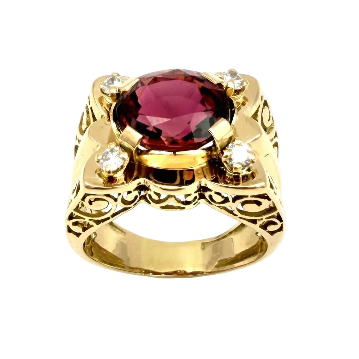 Bague Tank en or rose, tourmaline et diamants