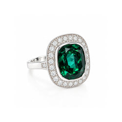 Bague Entourage en or blanc, tourmaline et diamants