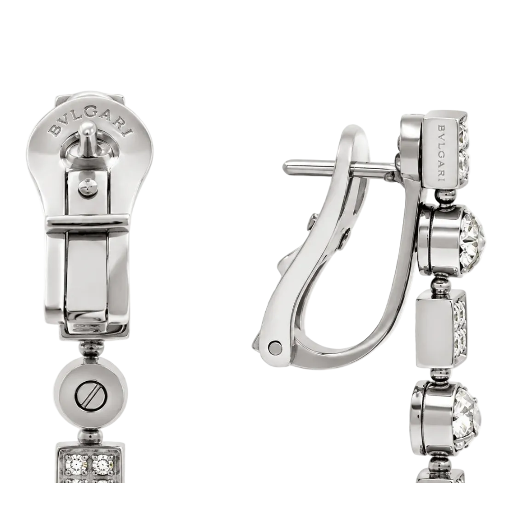 Boucles d'oreilles Pendantes BULGARI "Lucea" en or blanc et diamants