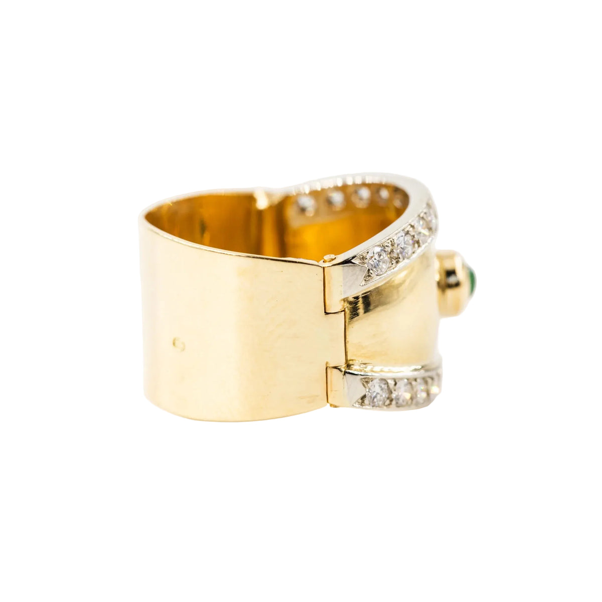 Bague en or jaune, diamants et cabochon d'émeraude