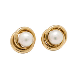 Boucles d’oreilles Puces en or jaune et perles
