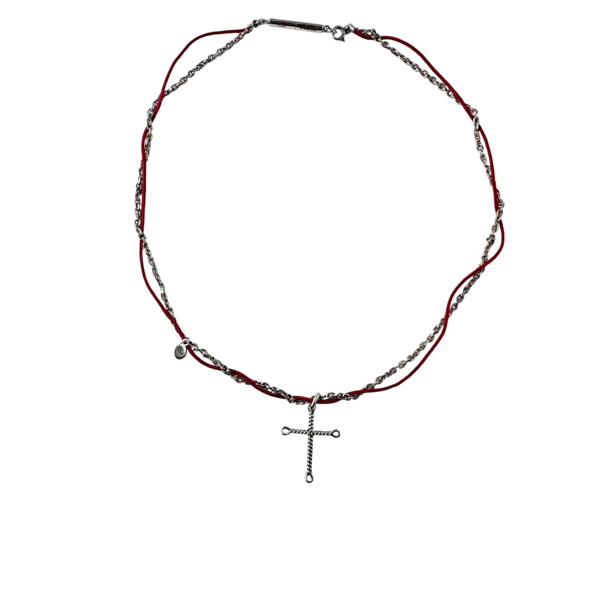 Collier Pendentif DIOR Croix en argent et cordon