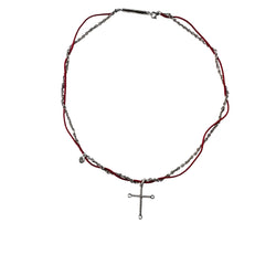 Collier Pendentif DIOR Croix en argent et cordon