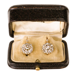 Boucles d'oreilles Dormeuses en or rose, platine et diamants