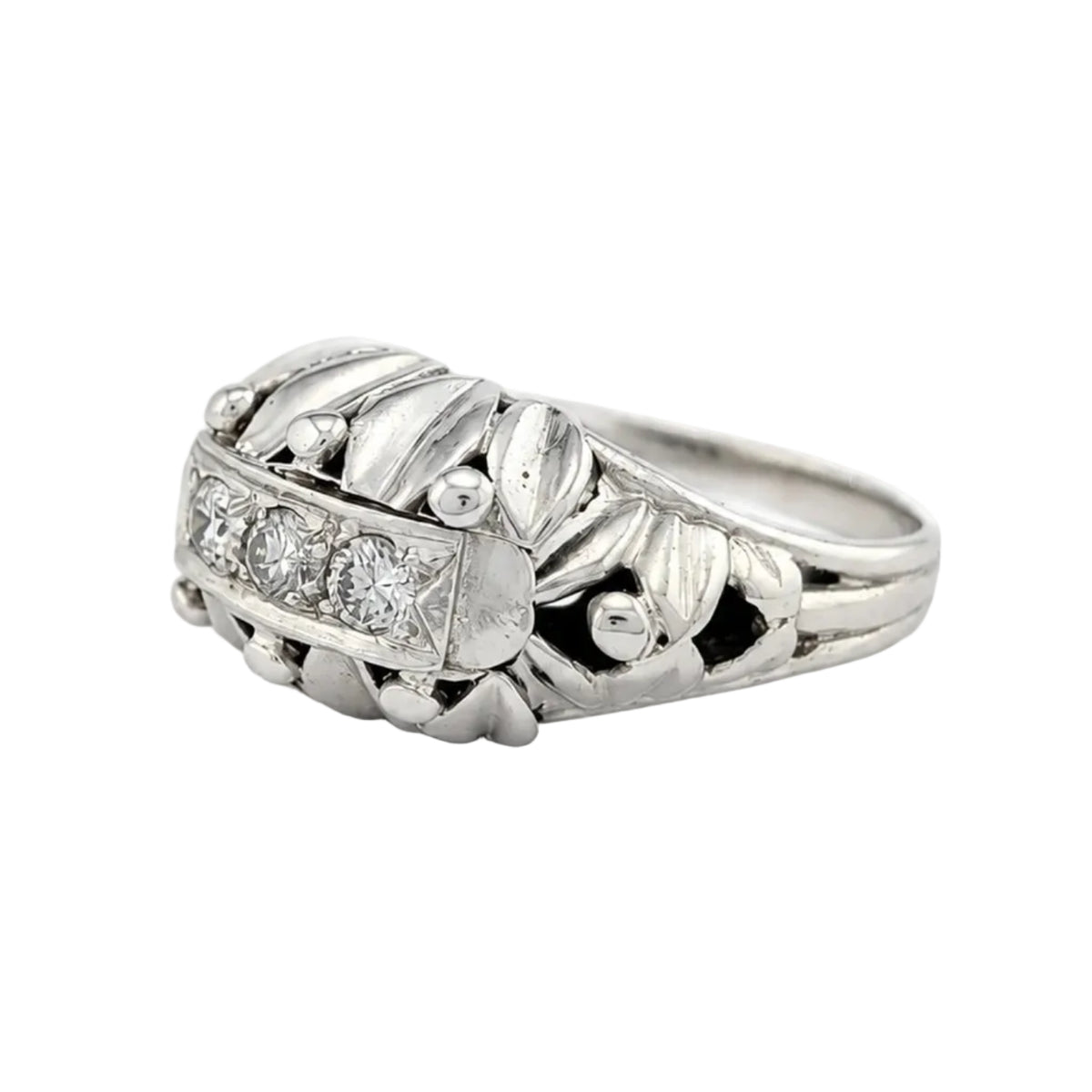 Bague Dôme en or blanc et diamants