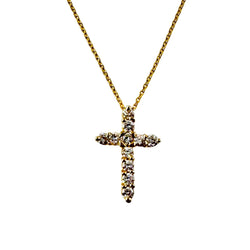 Collier Pendentif Croix en or jaune et diamants