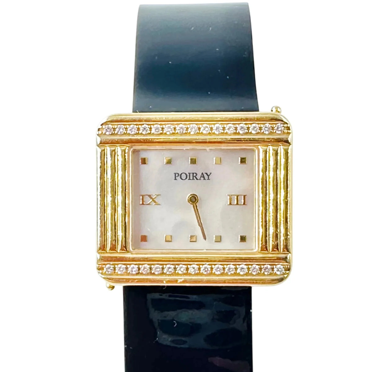 Montre POIRAY "Ma Première 16/9" en or jaune, nacre, diamants et cuir