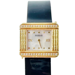 Montre POIRAY "Ma Première 16/9" en or jaune, nacre, diamants et cuir