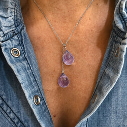 Collier Négligé en or blanc et améthystes