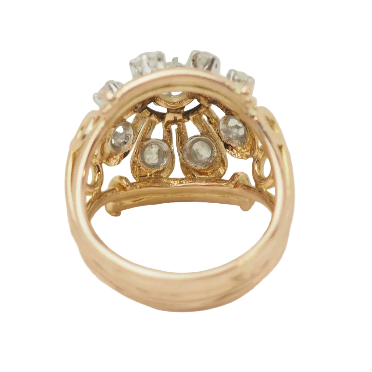 Bague Tank en or jaune, platine et diamants
